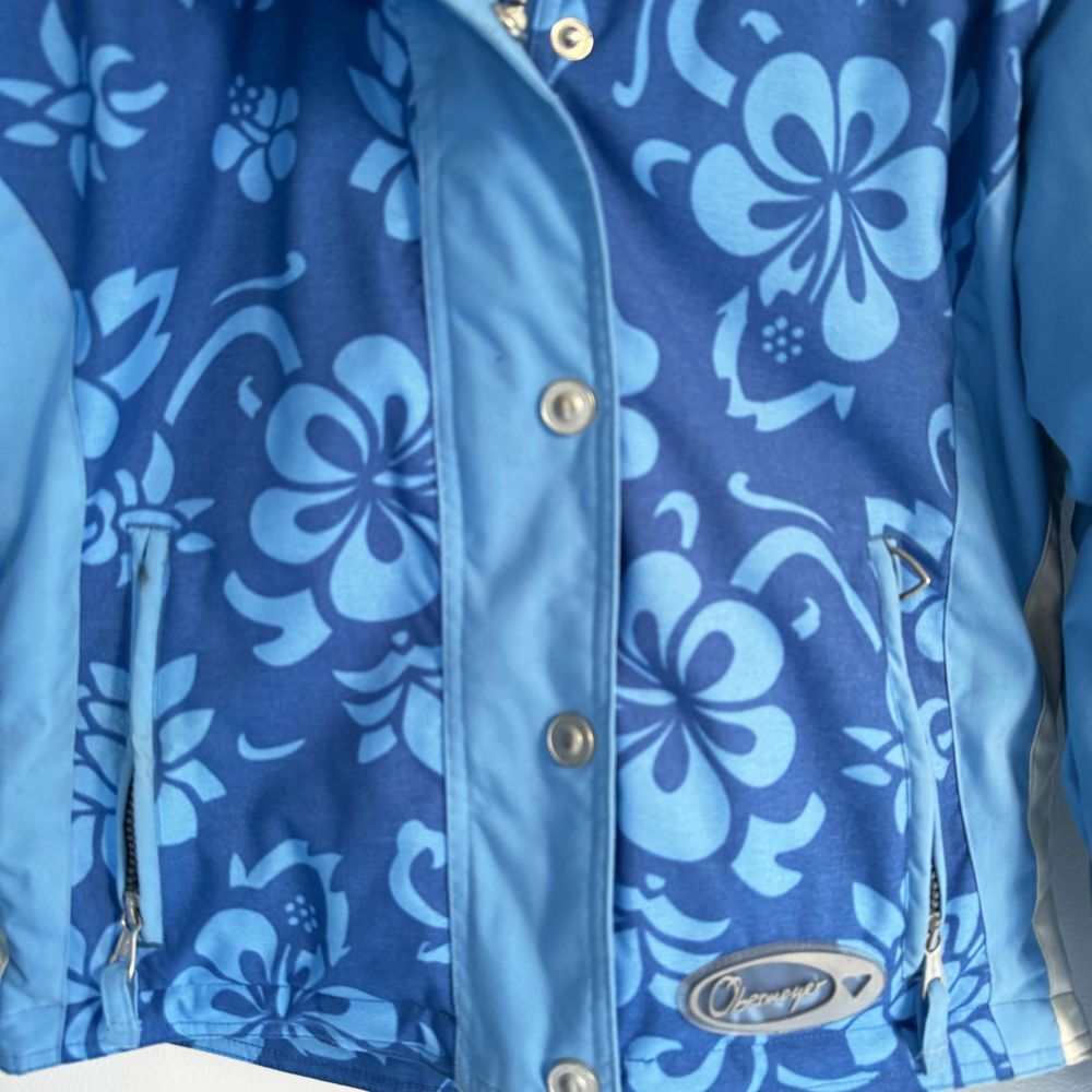 Vintage Obermeyer Ski Puffer Jacket Womens 6 Blue Floral 90s Snow Boarding‎ - Picture 2 of 16